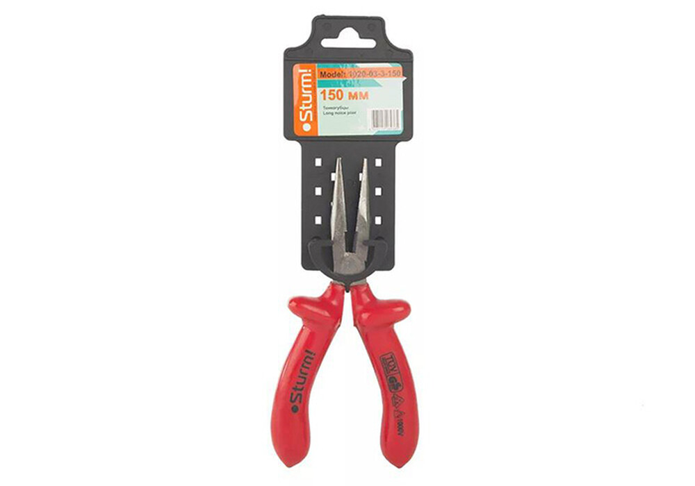 1020-03-3-150 Тонкогубцы 150мм, С ДИЭЛЕКТРИЧЕСКИМИ РУКОЯТКАМИ 1000В Sturm!