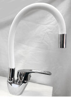 Смеситель Кухня Lemen шар d40 боковой (LB 91477 W9) на гайке белый гусак