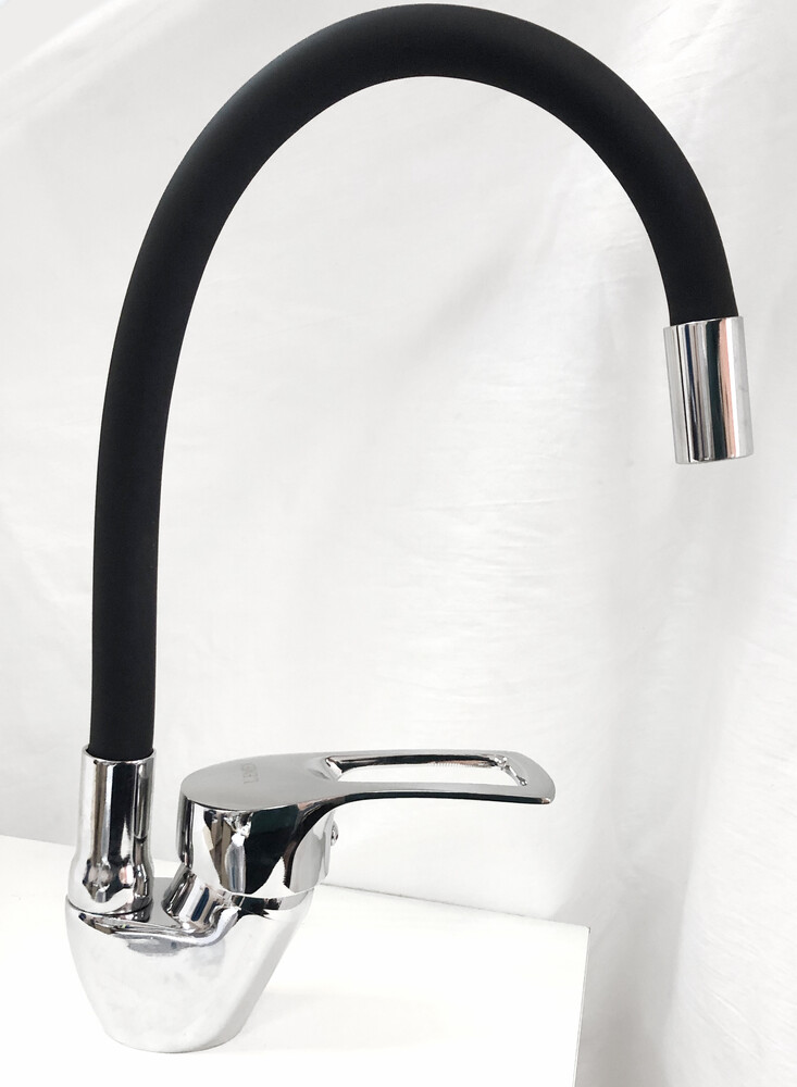 Смеситель Кухня Lemen шар d40 боковой (LB 91477 Е9) на гайке черный гусак