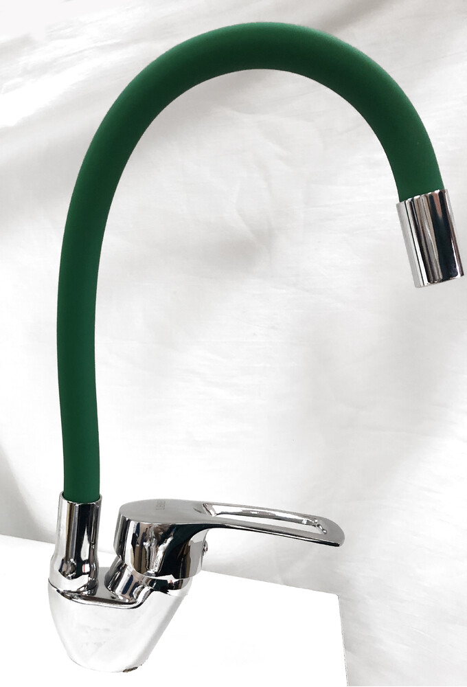 Смеситель Кухня Lemen шар d40 боковой (LB 91477 G9) на гайке зеленый гусак