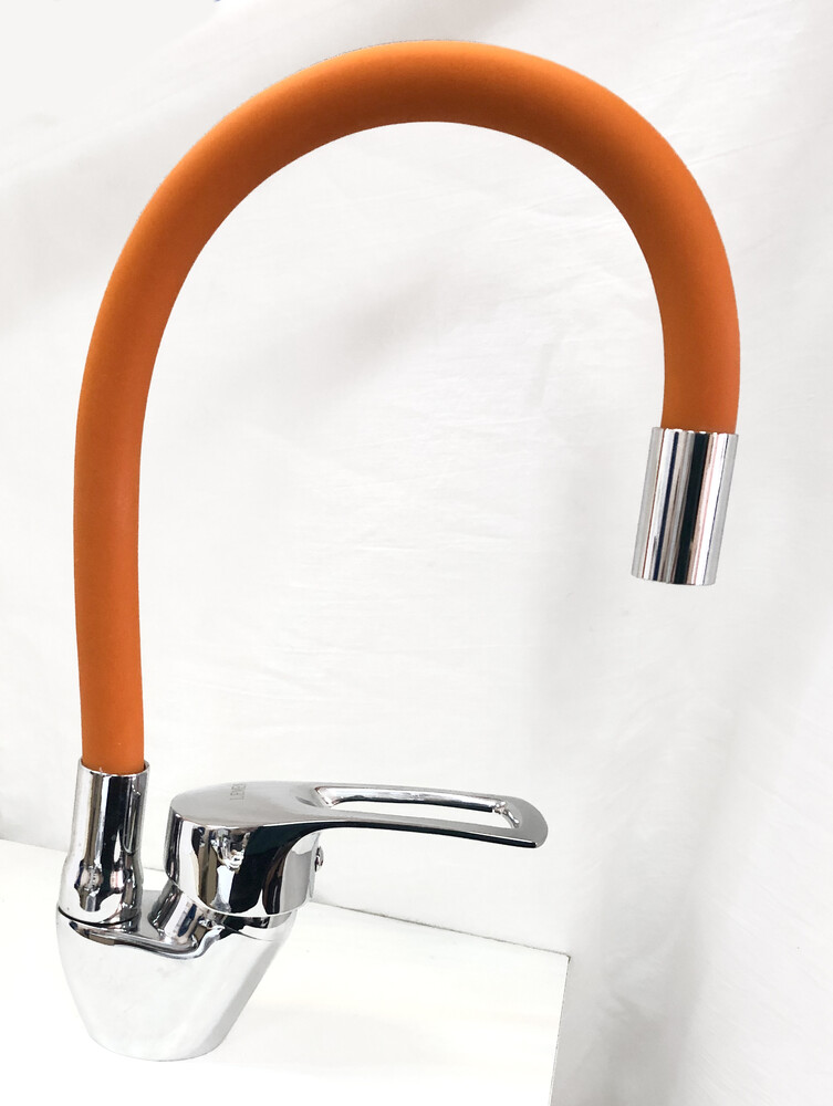 Смеситель Кухня Lemen шар d40 боковой (LB 91477 О9) на гайке оранжевый гусак