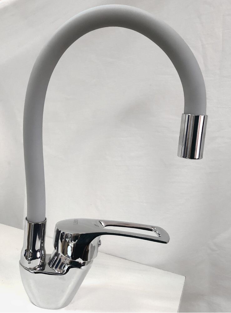 Смеситель Кухня Lemen шар d40 боковой (LB 91477 Н9) на гайке серый гусак