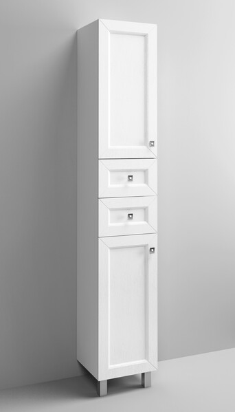 Пенал SANTREK HOME "Гранд " (Белый ясень софт) 2 двери 2 ящика Левый (350х1900х325)*