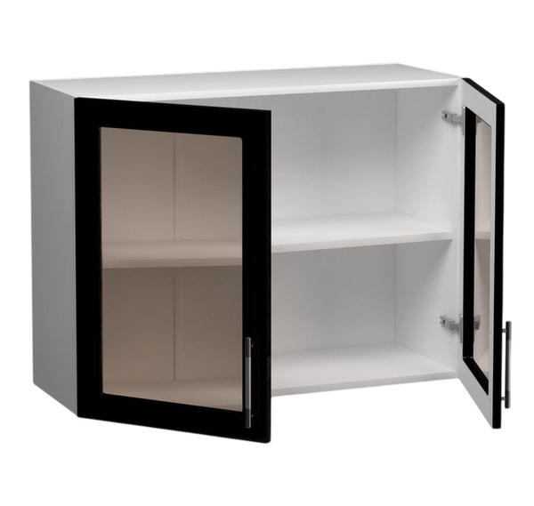 Шкаф для посуды 60 (со стеклом) Черный металлик фасад МДФ SANTREK HOME
