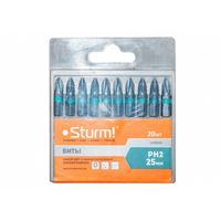 1270102 Биты PH2х25мм,сталь S2, С МАГНИТН. НАКОНЕЧНИКОМ,20 шт. в пластик.кейсе Sturm!