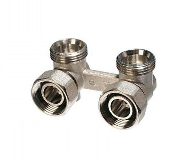 УЗЕЛ УГЛОВОЙ КОНУСНЫЙ с шар. кранами двухтрубный 3/4 Comisa (Италия) 88.21.025