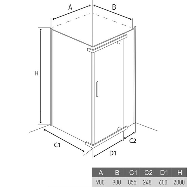 Душевое ограждение ALEX BAITLER AB244-90 (90*90*200) стекло тонированное 8 мм 3к.