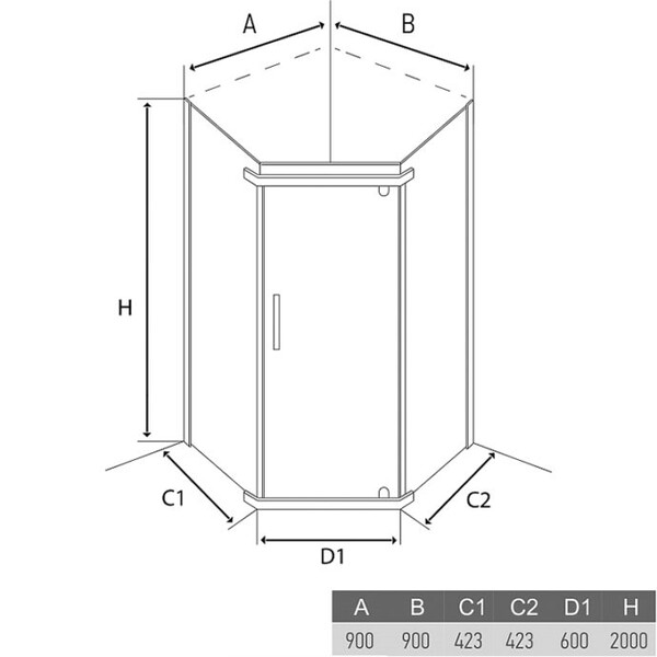 Душевое ограждение ALEX BAITLER AB245-90 / AB2590S2 (90*90*200) стекло тонированное 8 мм 3к.