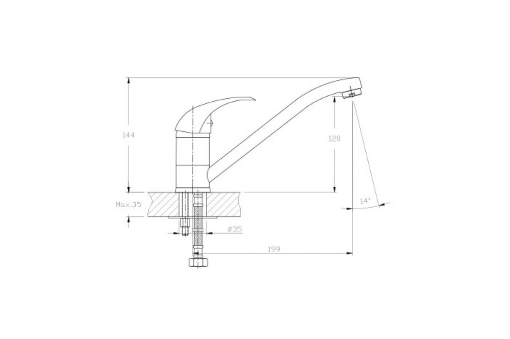 Смеситель Кухня GRANFEST  (0123500) d=35  (терракот)