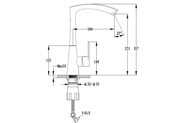 Смеситель Кухня EWIGSTEIN d=40 Г-образ. (бежевый) (37235044)