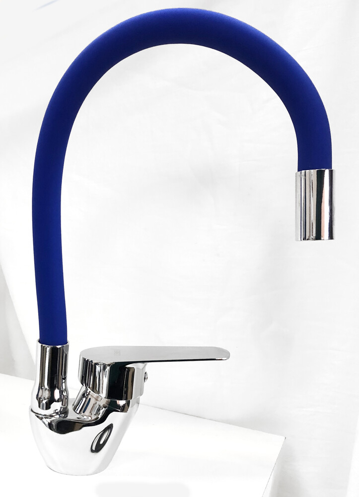 Смеситель Кухня Lemen шар d40 боковой, синий излив (LB 91482/28-С9) на гайке 