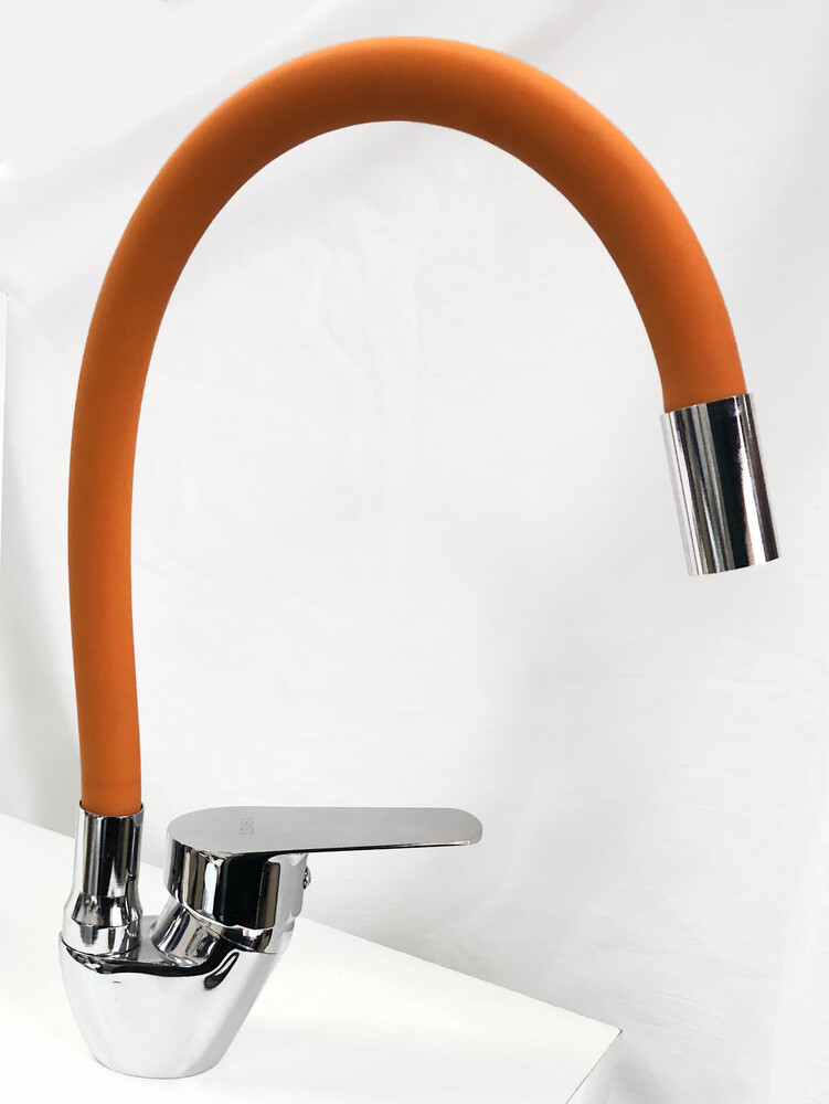 Смеситель Кухня Lemen шар d40 боковой, оранжевый излив (LB 91482-О9) на гайке 