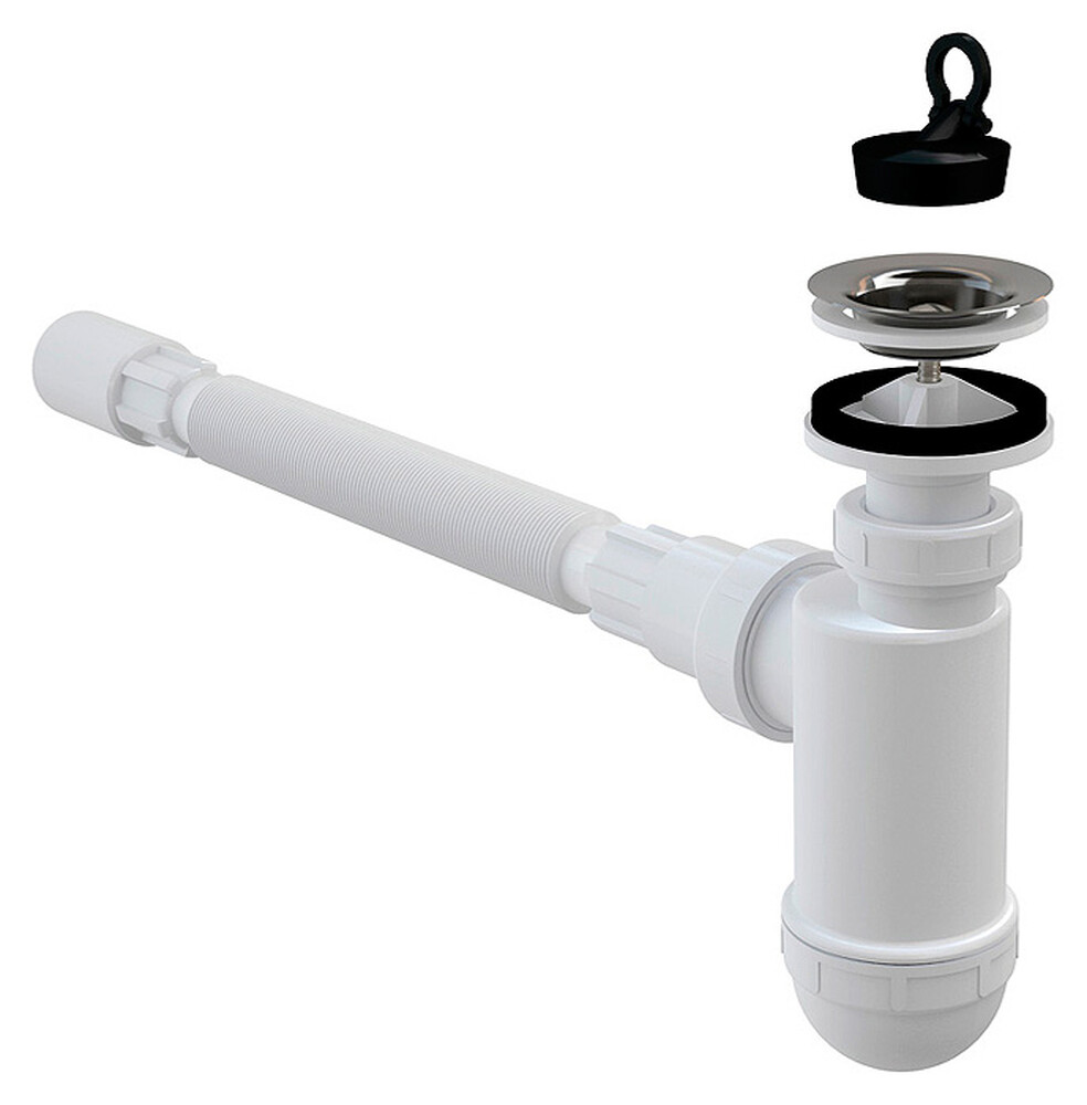 Сифон для умывальника ALCAPLAST с гибким соединением A41Flexi+A710 (AG2105123710) d40 с нерж. решеткой