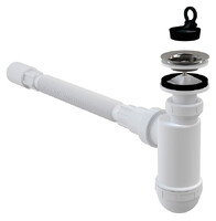 Сифон для умывальника ALCAPLAST с гибким соединением A41Flexi+A710 (AG2105123710) d40 с нерж. решеткой