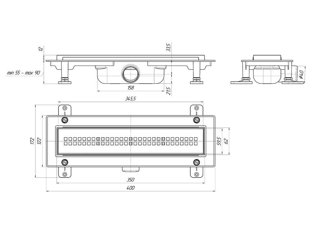 TL1285G Трап пластик линейный выпуск 40 