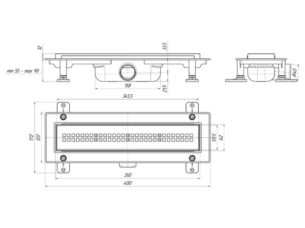 TL1285G Трап пластик линейный выпуск 40 