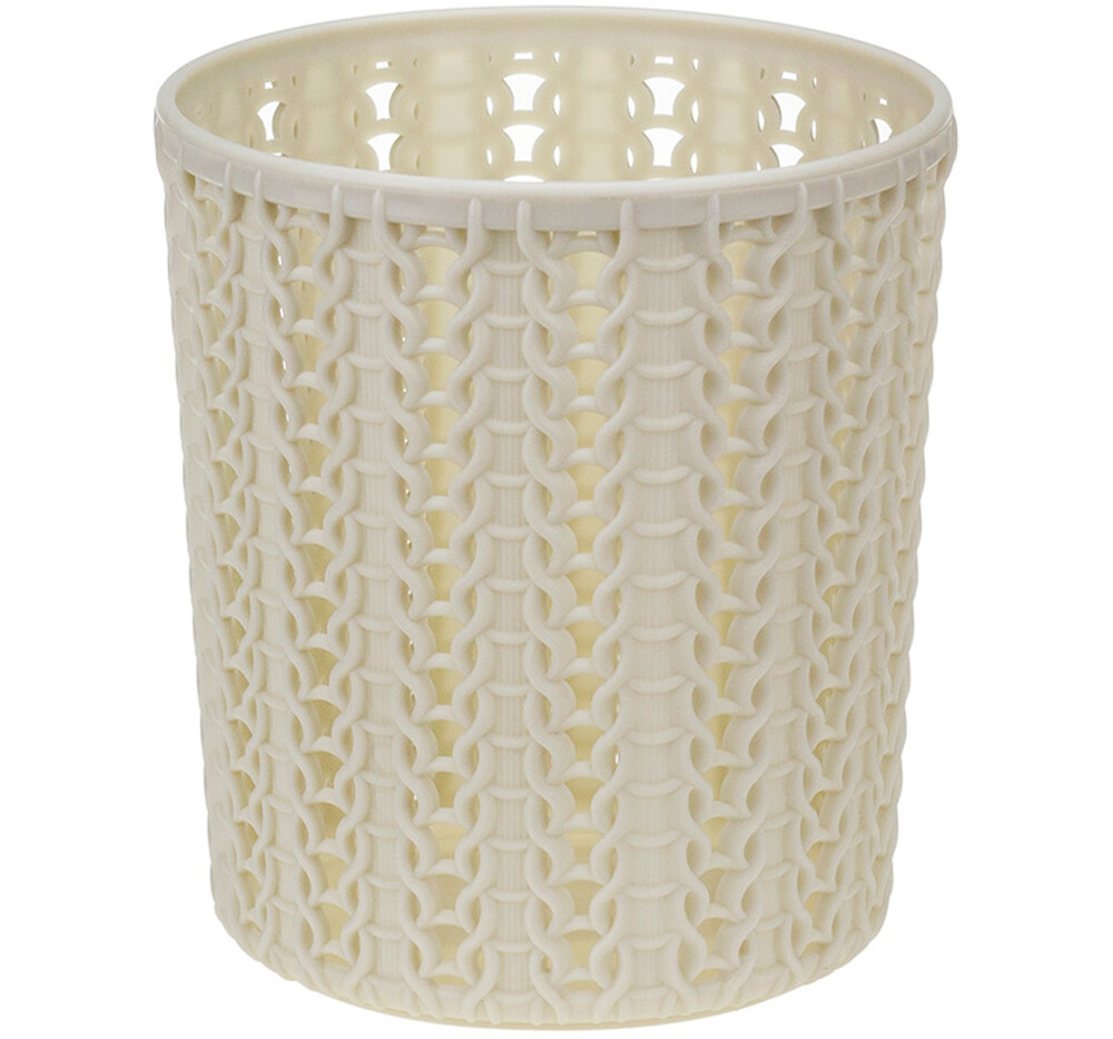 Подставка круглая ВЯЗАНИЕ Белый Ротанг 97х97х110мм ("М-пластика") (М 2384)