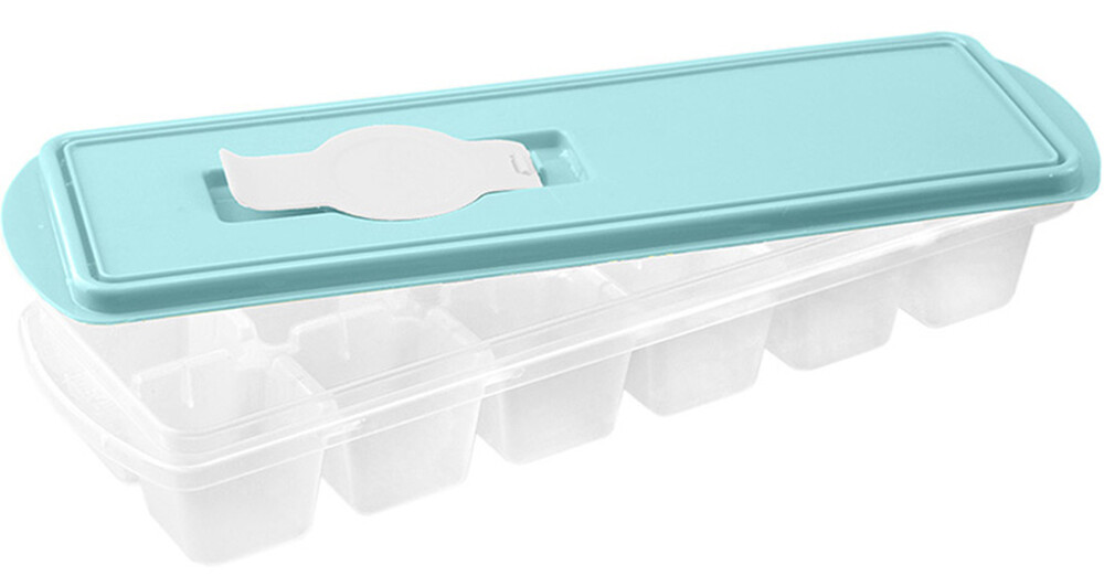 Форма для льда КУБИКИ с крышкой и клапаном ,Аквамарин 25х8,5х4 ("М-пластика") (М 1251)