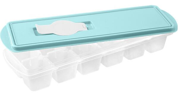 Форма для льда КУБИКИ с крышкой и клапаном ,Аквамарин 25х8,5х4 ("М-пластика") (М 1251)