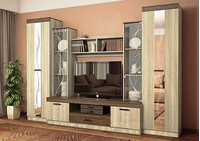 АТЛАНТИДА-2 Б Стенка Корпус - Ясень Шимо светлый  Фасад ЛДСП - Ясень Шимо темный / Ясень Шимо светлый (9 мест) АР49