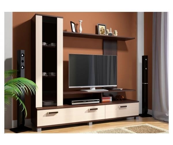 СОЛО-6 Стенка (1560*1446*365, венге/дуб молочн.) (3 места ) АИ27 КАТЕГОРИЯ А