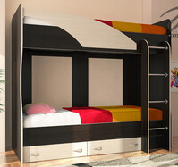 МИЙА 3 Кровать 2-х ярусная (0,8х2,0) Корпус - Венге Фасад ЛДСП - Дуб молочный (2032*1700*840) (5 мест) АП56 КАТЕГОРИЯ А