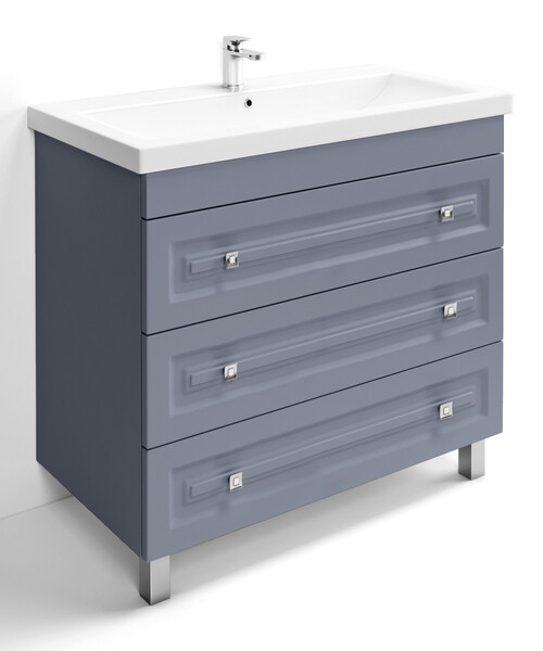 Подстолье SANTREK HOME "Клео-90" (Грей софт серый) 3 ящика под умывальник "Como-90"/ "Paola Mario 90" 900*780*430*