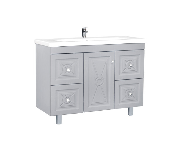 Подстолье SANTREK HOME "Клео-100" (Грей софт серый) 1 дверь 4 ящика под умывальник "Como-100"/"Миранда-100" 1000*780*430*