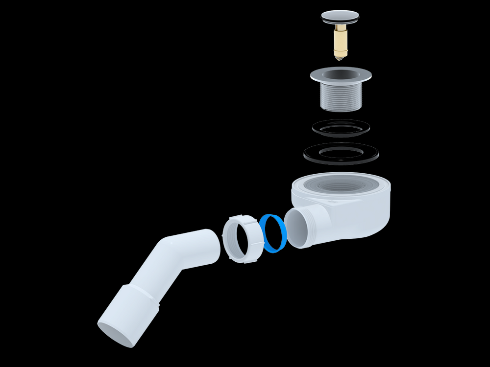 E451CL Сифон для душевого поддона АНИ Пласт 1 1/2*50 h=53mm, хром, клик-клак