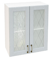 Шкаф верхний со стеклом 600 Ницца дуб серый фасад МДФ 2 кор.(В600 Ф45 дуб сер)