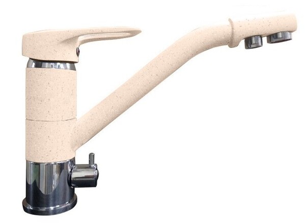 Смеситель Кухня GRANFEST  (2624-1) d=40 с краном пить.воды  (328-бежевый)