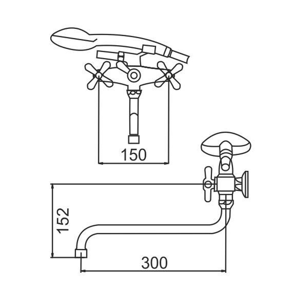 Смеситель Ванна Иркутск 1/2 м/к пл. мах. Стекло (ВЛК-108)