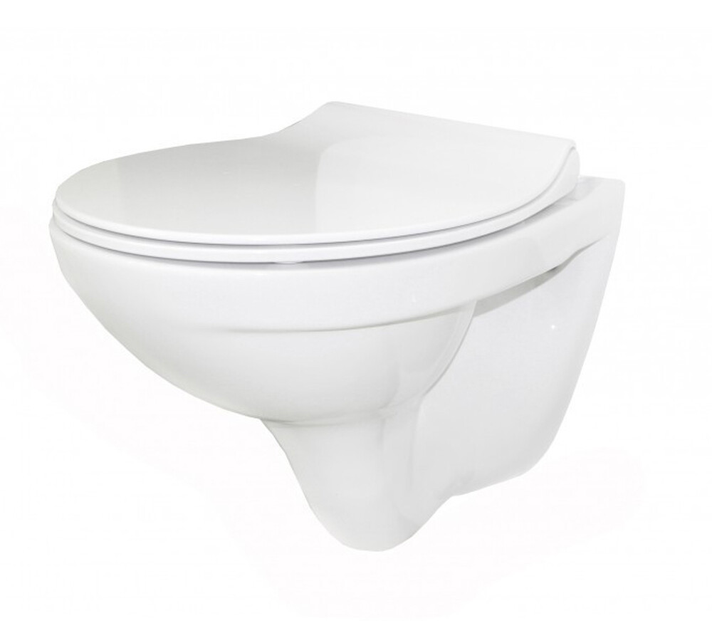 Унитаз подвесной "САНТИ"Slim БЕЗОБОДКОВЫЙ МЛ Белый (сид.дюро М-Лифт, легкосъемное, пр.вып) КЕРАМИН 456735