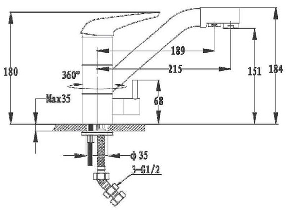 Смеситель Кухня GRANFEST  (2624-1)d=40 с краном пить.воды   (307-терракот)