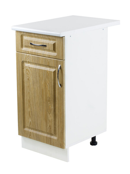 Рабочий стол 40 Ель (1 дверь + 1 ящик) фасад МДФ столешница цвет (САХАРА) SANTREK HOME