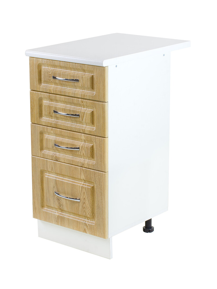 Рабочий стол 40 Ель (4 ящика) фасад МДФ столешница цвет (САХАРА) SANTREK HOME