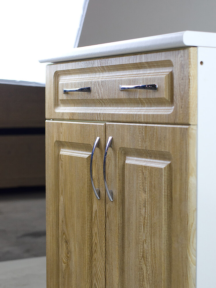 Рабочий стол 60 Ель (2 двери + 1 ящик) фасад МДФ столешница цвет (САХАРА) SANTREK HOME