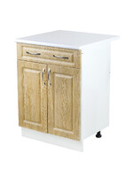 Рабочий стол 60 Ель (2 двери + 1 ящик) фасад МДФ столешница цвет (САХАРА) SANTREK HOME