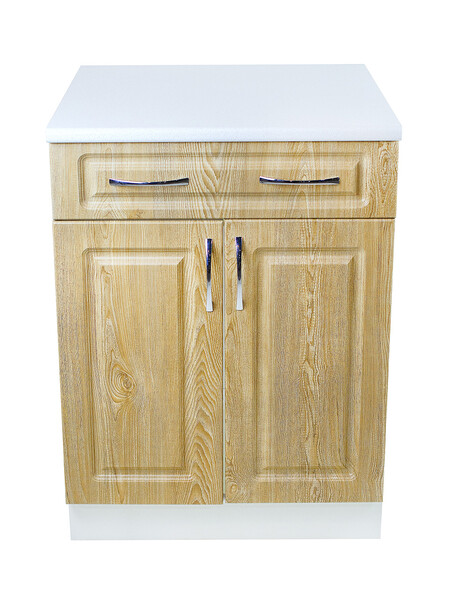 Рабочий стол 60 Ель (2 двери + 1 ящик) фасад МДФ столешница цвет (САХАРА) SANTREK HOME