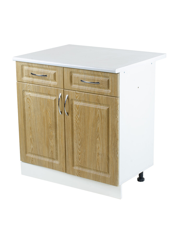 Рабочий стол 80 Ель (2 двери + 2 ящика) фасад МДФ столешница цвет (САХАРА) SANTREK HOME