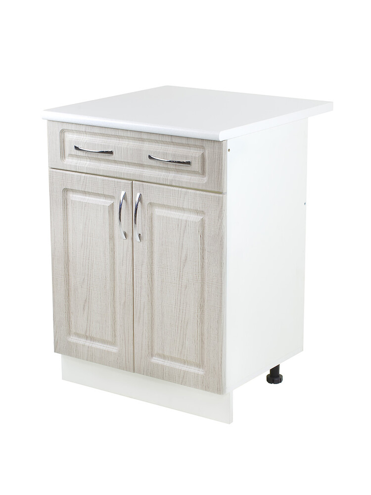 Рабочий стол 60 Сакура (2 дверь + 1 ящик) фасад МДФ столешница цвет (САХАРА) SANTREK HOME