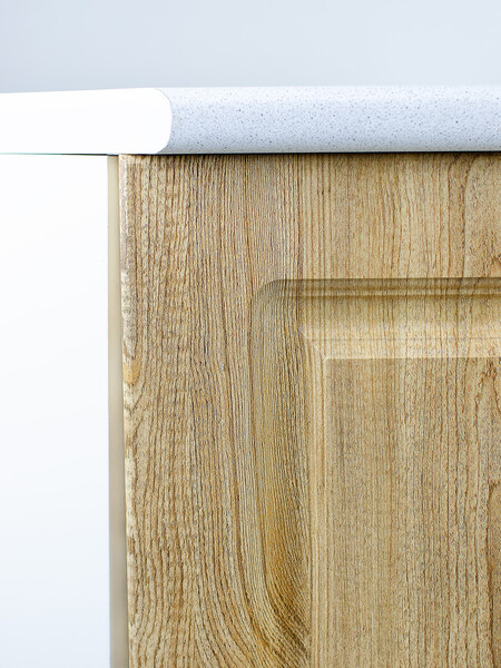 Рабочий стол угловой 85*85 (1 дверь) Ель фасад МДФ столешница цвет (САХАРА) SANTREK HOME