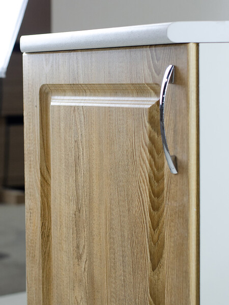 Рабочий стол угловой 85*85 (1 дверь) Ель фасад МДФ столешница цвет (САХАРА) SANTREK HOME