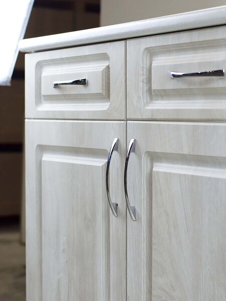 Рабочий стол 80 Берёза (2 двери + 2 ящика) фасад МДФ столешница цвет (САХАРА) SANTREK HOME