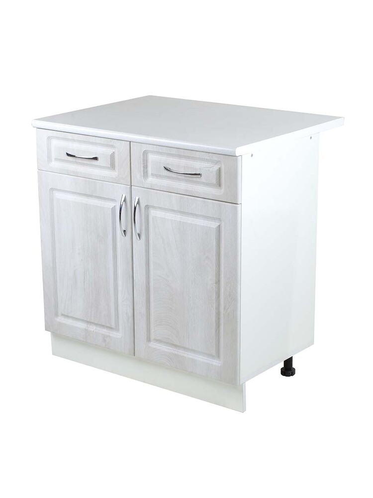 Рабочий стол 80 Берёза (2 двери + 2 ящика) фасад МДФ столешница цвет (САХАРА) SANTREK HOME