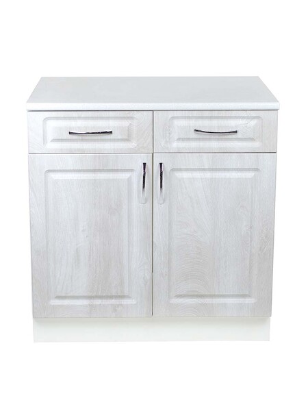 Рабочий стол 80 Берёза (2 двери + 2 ящика) фасад МДФ столешница цвет (САХАРА) SANTREK HOME