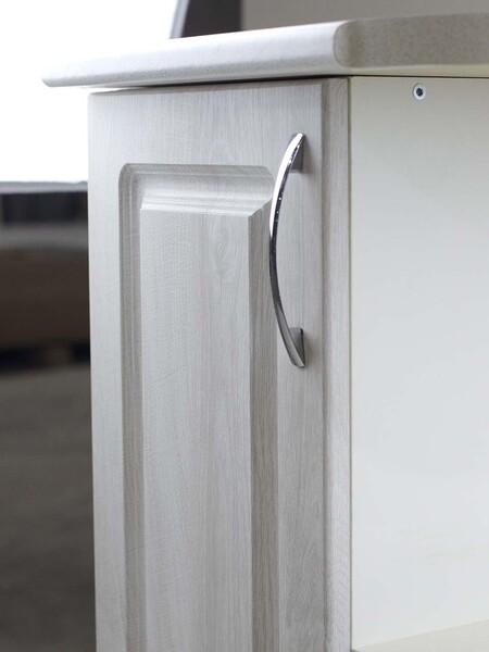 Стол торцевой 55 правый Берёза фасад МДФ столешница цвет (САХАРА) SANTREK HOME