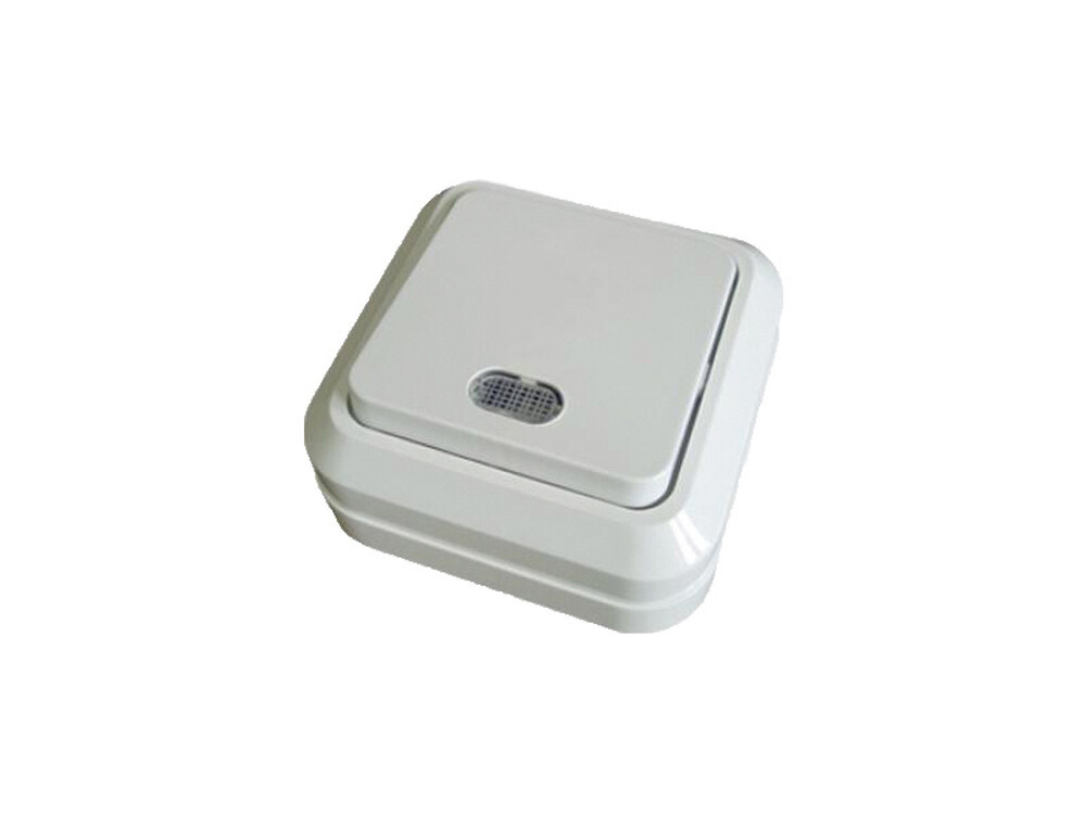 Олимп Выключатель 1кл. ОП с подсв. бел.