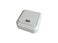 Олимп Выключатель 1кл. ОП с подсв. бел.