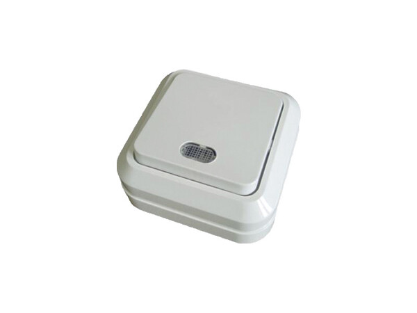 Олимп Выключатель 1кл. ОП с подсв. бел.